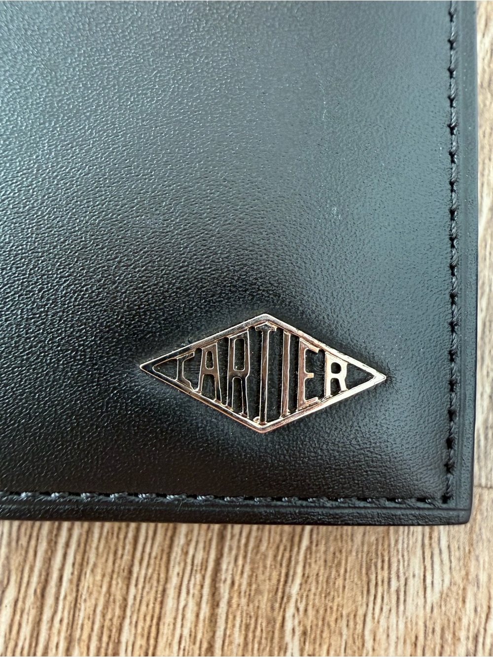 Authentic Cartier Black Leather Card Holder with Gold Logo Accent - Picture 2 of 6